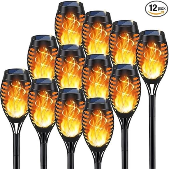 Solar Torch Light with Flickering Flame, 12Pack Solar Lights Outdoor - Picture 14 of 14